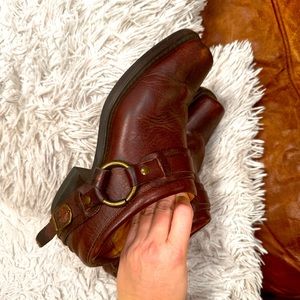 Frye belted mules